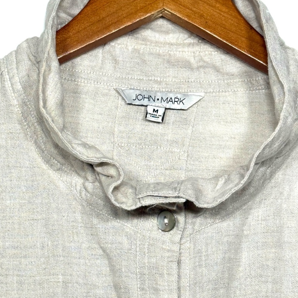 John Mark Linen Button Down Tunic Top - image 2